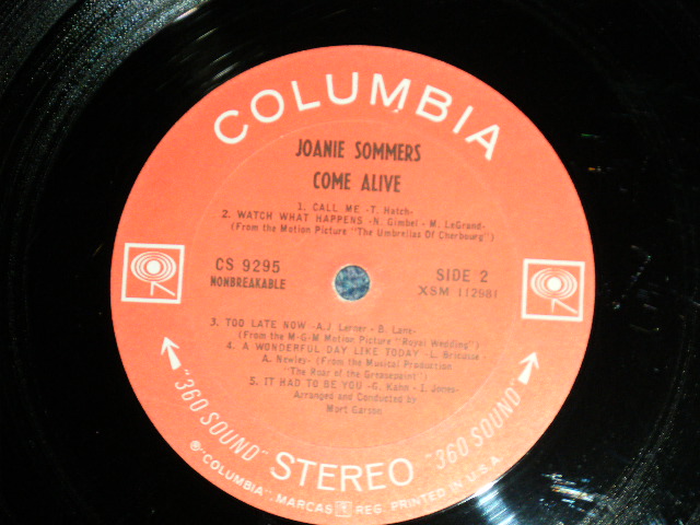 画像: JOANIE SOMMERS -  COME ALIVE ( Ex-/Ex)  / 1966 US AMERICA ORIGINAL "360 SOUND Label"  STEREO  Used LP  