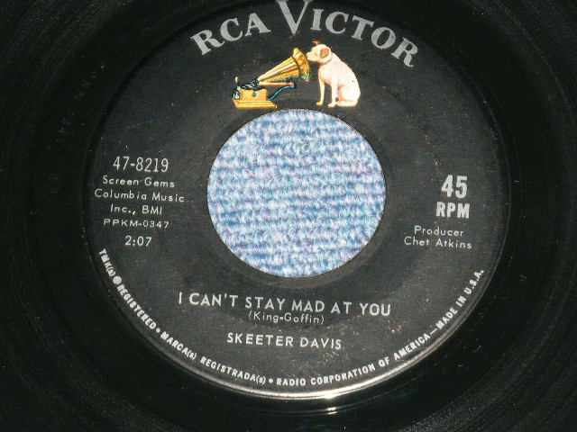 画像: SKEETER DAVIS - I CAN'T STAY MAD AT YOU (Carole King & Gerry Goffin Works) : IT WAS ONLY A HEART   (Ex++/Ex++)  / 1963 US AMERICA ORIGINAL   Used 7" SINGLE 