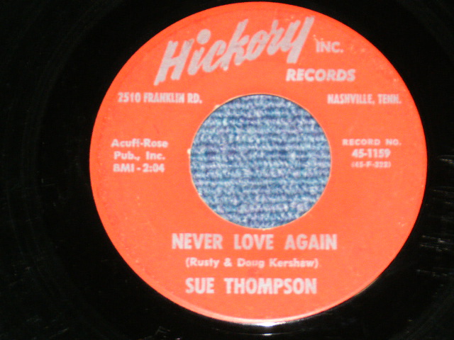 画像: SUE THOMPSON -  NORMAN / NEVER LOVE AGAIN (Ex/Ex)  / 1961 US AMERICA ORIGINAL 1st Press "RED Label"   Used 7" SINGLE 