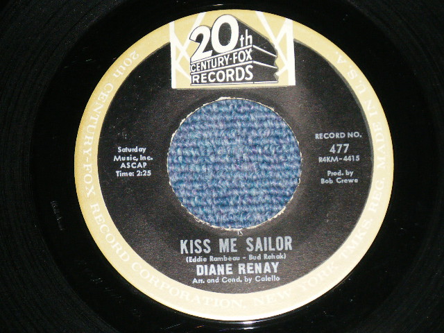 画像1: DIANE RENAY - KISS ME SAILOR : SOFT-SPOKEN GUY ( Ex++/Ex++ )   / 1964 US AMERICA ORIGINAL Used 7" Single  