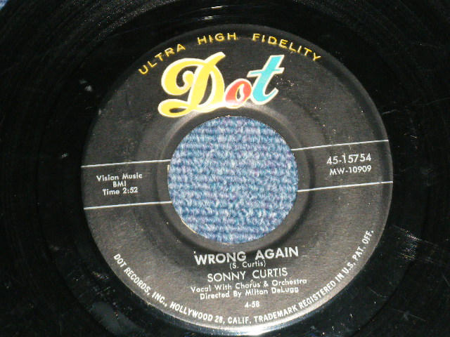 画像1: SONNY CURTIS ( of The CRICKETS) -  WRONG AGAIN : LAUGHING STOCK ( VG+++/VG+++  ) / 1958 US AMERICA ORIGINAL Used  7" SINGLE