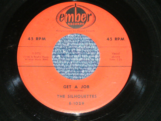画像1: THE SILHOUETTES - GET A JOB : I AM LONELY (Ex/Ex)  / 1958 US AMERICA ORIGINAL Used 7"SINGLE 