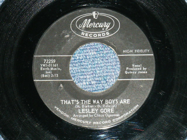 画像1: LESLEY GORE  -  THAT'S THE WAY BOYS ARE : THAT'S THE WAY THE BALL BOUNCES   ( Ex++/Ex+ )  / 1964 US AMERICA ORIGINAL  Used 7" inch Single 
