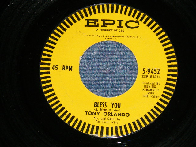 画像1: TONY ORLAND - BLESS YOU ( B.MANN & C.WEIL/Arr.C.KING ) : AM I THE GUY  ( J.GOFFEN & C.KING/ Arr.C.KING )  ( Ex++/Ex++ ) / 1961 US AMERICA ORIGINAL Used 7" SINGLE 