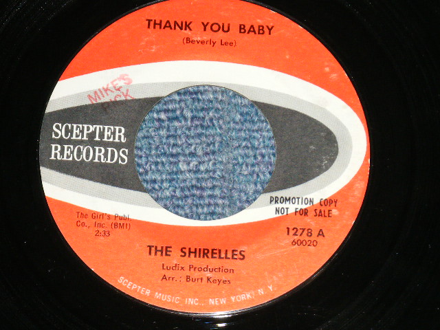 画像: THE SHIRELLES - THANK YOU BABY : DOOMS DAY ( Ex+++/Ex+++ WOL ) / 1964 US AMERICA  Used 7" SINGLE