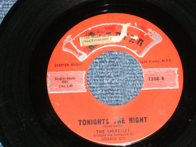 画像: THE SHIRELLES - THE DANCE IS OVER : TONIGHTS THE NIGHT  ( Ex-/Ex+ ) / 1960  US AMERICA  ORIGINAL 1st Press " RED LABEL" Used 7" SINGLE