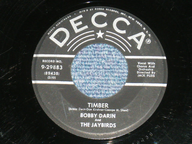 画像: BOBBY DARIN - ROCK ISLAND LINE : TIMBER ( 1st Debut Single )  ( Ex+/Ex+) / 1956 US AMERICA ORIGINAL  Used  7" Single  