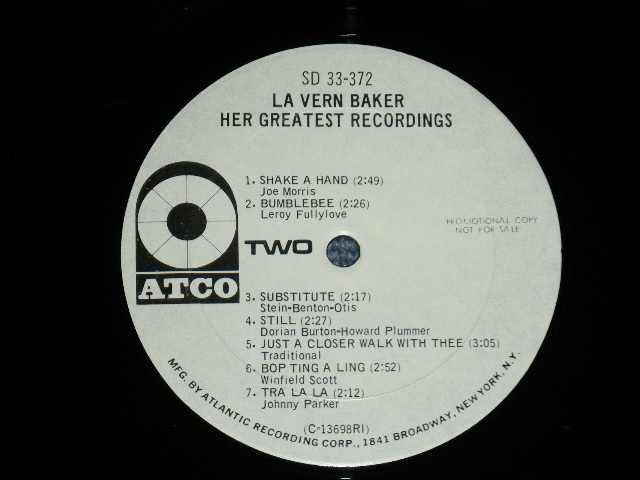 画像: LaVERN LA VERN BAKER - HER GREATEST RECORDINGS  ( Ex+/Ex+++ )  / 1971 US AMERICA ORIGINAL "WHITE LABEL PROMO"  Used LP 