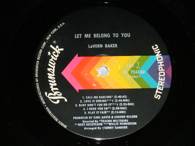 画像: LaVERN LA VERN BAKER - LET THE BELONG TO YOU ( Ex++/Ex+++ ; BB )  / 1970 US AMERICA ORIGINAL  Used LP 