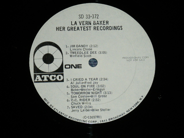 画像: LaVERN LA VERN BAKER - HER GREATEST RECORDINGS  ( Ex+/Ex+++ )  / 1971 US AMERICA ORIGINAL "WHITE LABEL PROMO"  Used LP 