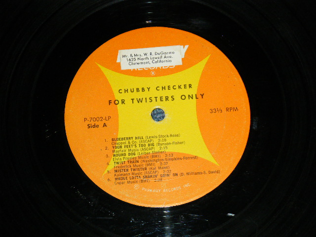 画像: CHUBBY CHECKER -  FOR TWISTERS ONLY   ( 2nd press "ORANGE&YELLOW Label" ) ( Ex++.Ex++ )   / 1962 US AMERICA ORIGINAL 2nd Press Label MONO Used LP 