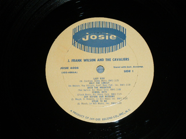 画像: J. FRNAK WILSON and The Cavaliers - LAST KISS ( Ex++/Ex++ A-1:SCRATCHE  ) / 1964 US AMERICA ORIGINAL MONO Used LP  