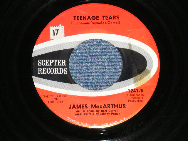 画像: JAMES McCARTHUR - THE IN-BETWEEN YEARS : TEENAGE TEARS ( Ex++/Ex++ )   / Early 1960's  US AMERICA ORIGINAL Used 7"45rpm Single 