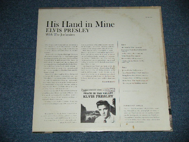 画像: ELVIS PRESLEY - HIS HAND IN MINE ( Matrix # L2PP 4729-4S/L2PP 4730-3S )( Ex+++/Ex+++) / 1964 US AMERICA ORIGINAL 3rd Press Label "MONAURAL at BOTTOM" MONO Used LP MONO 