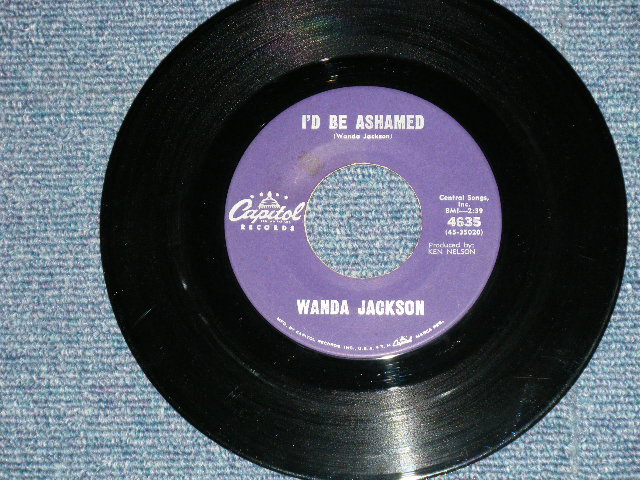 画像: WANDA JACKSON -  IN THE MIDDLE OF A HEARTACHE : I'D BE ASHAMED ( Ex++/Ex++)  / 1963 US AMERICA ORIGINAL Used 7"Single