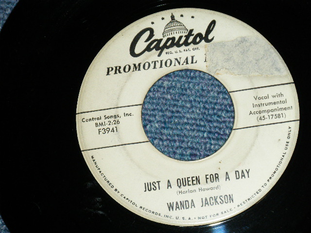 画像: WANDA JACKSON -  HONEY BOP : JUST A QUEEN FOR A DAY  ( Ex++/Ex++: TEAROL )  / 1958 US AMERICA ORIGINAL "WHITE LABEL PROMO"  Used 7"Singl