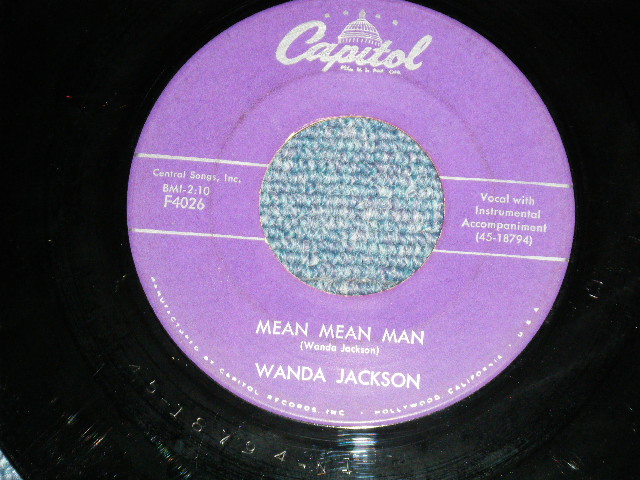 画像: WANDA JACKSON  - OUR SONG : MEAN MEAN MAN ( Ex+/Ex+ )  / 1958 US AMERICA ORIGINAL Used 7"Singl