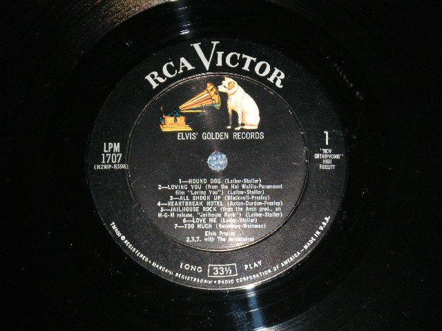 画像: ELVIS PRESLEY -  ELVIS' GOLDEN RECORDS  ( Matrix # H2 WP-8398-10S/H2 WP-8399-10S )( Ex+/Ex++ Looks:Ex+) / 1959 US AMERICA ORIGINAL 2nd Press "WHITE TITLE on Front Cover"  "SILVER RCA VICTOR logo on Top & Long Play at BOTTOM" Label "RE2 at Back Cover's Top"  MONO Used LP