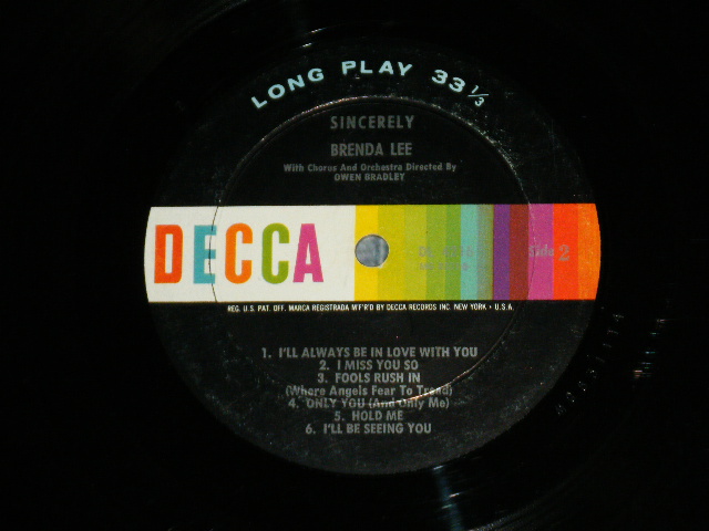画像: BRENDA LEE -  SINCERELY   ( Ex/Ex++ ) / 1962 US AMERICA ORIGINAL  Used  LP