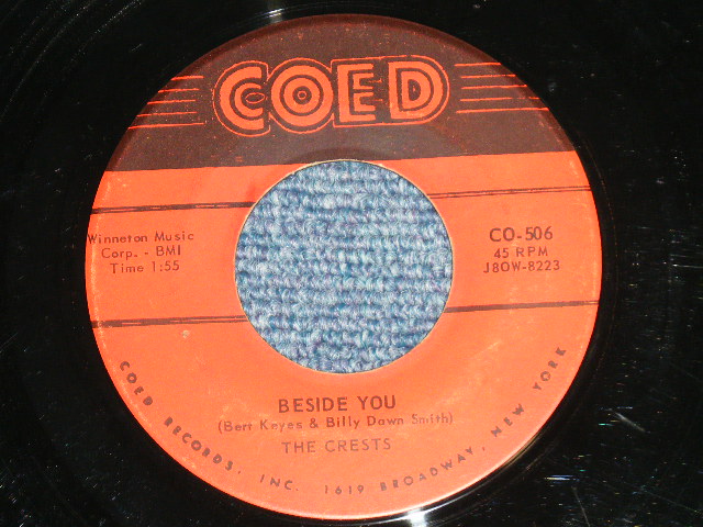画像: THE CRESTS - 16 CANDLES : RBESIDE YOU ( Ex/Ex  :STOL ) / 1959 US AMERICA ORIGINAL 1st Press "CORONATION MUSIC PUBLISHERS Credit" Label Used 7" 45 Single 