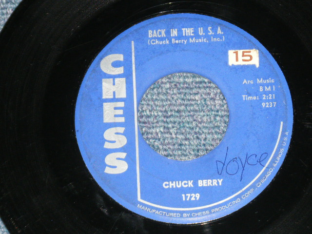 画像: CHUCK BERRY - MEMPHIS,TENNESSEE / BACK IN THE USA ( Ex/Ex )  / 1959 US AMERICA ORIGINAL Used 7" inch SINGLE 