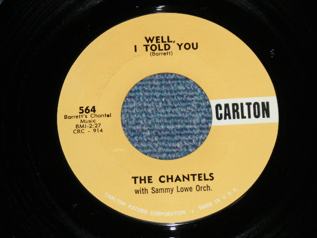 画像: THE CHANTELS - STILL : WELL, I TOLD YOU  ( Ex+++/Ex+++ )  / 1961 US AMERICA ORIGINAL Used 7"45 Single 