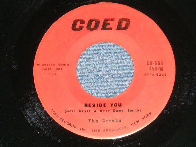 画像: THE CRESTS - 16 CANDLES : RBESIDE YOU ( Ex/Ex+) / 1960? US AMERICA ORIGINAL 2nd Press Label  Used 7" 45 Single 
