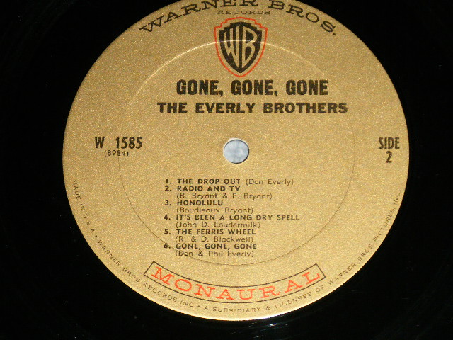 画像: The EVERLY BROTHERS - GONE GONE GONE (Ex+/MINT-)  /1965 US AMERICA ORIGINAL 1st Press "GOLD Label" MONO Used LP