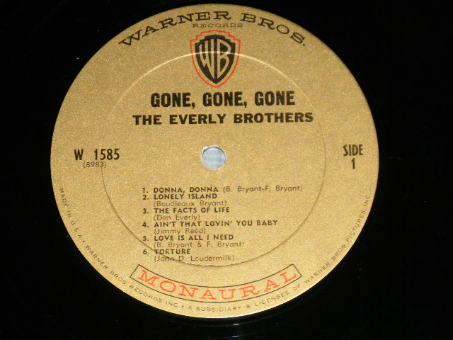画像: The EVERLY BROTHERS - GONE GONE GONE (Ex+/MINT-)  /1965 US AMERICA ORIGINAL 1st Press "GOLD Label" MONO Used LP