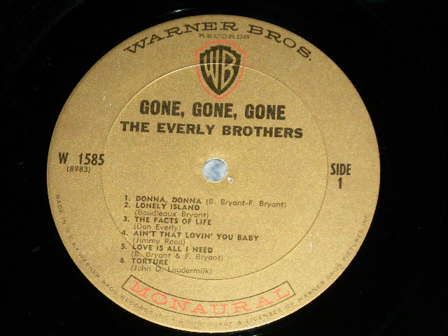 画像: The EVERLY BROTHERS - GONE GONE GONE (Ex+/Ex++)  /1965 US AMERICA ORIGINAL 1st Press "GOLD Label" MONO Used LP