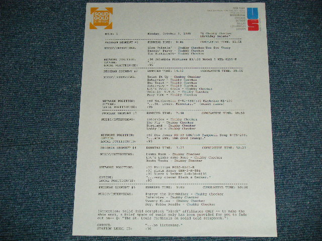 画像: CHUBBY CHECKER -  "A CHUBBY CHECKER BIRTHDAY SALUTE" MONDAY, OCTOBER : RADIO SHOW  ( MINT-/MINT ) / 1988 US AMERICA ORIGINAL "RADIO SHOW" Used LP 