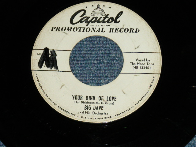 画像: BIG DAVE (BILL HALEY'S MEMBER) - ROCK AND ROLL PARTY : YOUR KIND OF LOVE  ( Ex/Ex ) / 1956 US AMERICA ORIGINAL "WHITE LABEL PROMO"  Used 7" 45 Single 