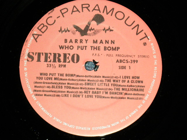 画像: BARRY MANN - WHO PUT THE BOMP ( NEW )  / 1980's Reissue STEREO  "Brand New" LP  