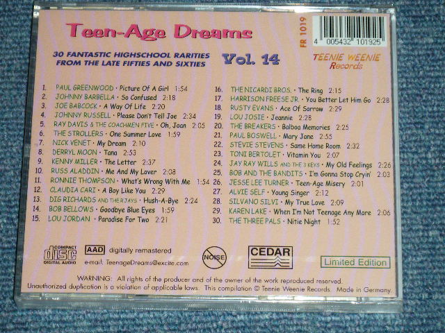 画像: V.A. (VARIOUS ARTISTS) OMNIBUS - TEEN-AGE TEENAGAE DREAMS VOL.14 ( SEALED)  / 2003 GERMAN GERMANY  ORIGINAL "BRAND NEW SEALED"  CD