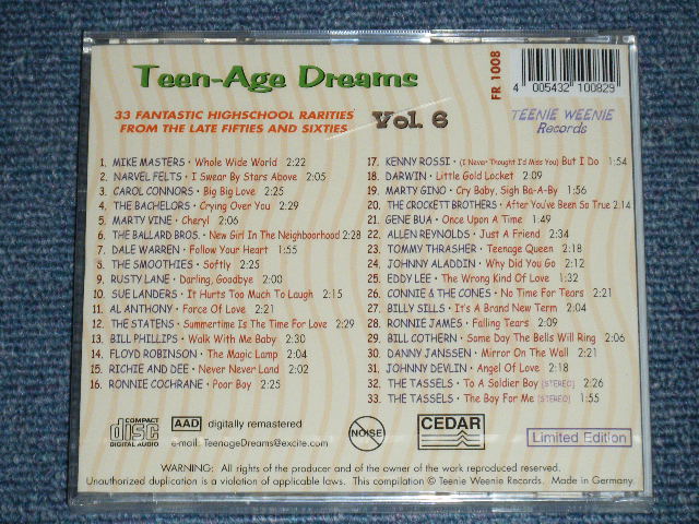 画像: V.A. (VARIOUS ARTISTS) OMNIBUS - TEEN-AGE TEENAGAE DREAMS  VOL.6  ( SEALED)  / 2003 GERMAN GERMANY  ORIGINAL "BRAND NEW SEALED"  CD