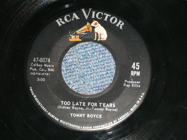 画像: TOMMY BOYCE ( of BOYCE & HART) - I'LL REMEMBER CAROL : TOO LATE FOR TEARS  (Ex++/Ex++) / 1962 US AMERICA ORIGINAL  Used 7" SINGLE 