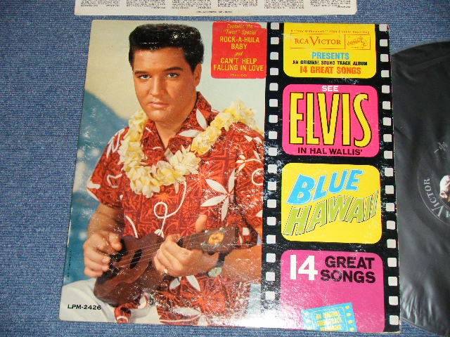 画像1: ELVIS PRESLEY -  BLUE HAWAII : "STICKER on FRON Cover" (  Matrix #  A) M2 PP 2996-3S     B) M2 PP 2997-8S  (Ex++/Ex++ Looks:Ex+ PIN HOLE ) / 1961 US AMERICA ORIGINAL 1st Press "SILVER RCA VICTOR logo on Top & LONG PLAY at BOTTOM  Label" " d Label"  MONO Used LP