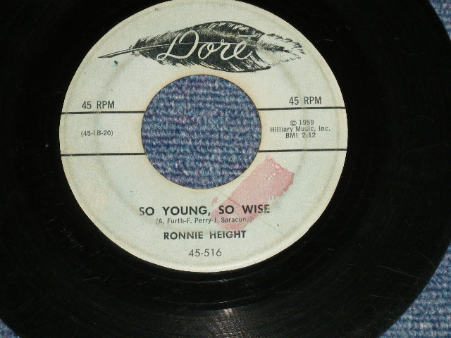 画像1: RONNIE HEIGHT - SO YOUNG, SO WISE : JUVENILE   (VG++/VG++ SOME NOISY ) / 1959 US AMERICA ORIGINAL Used 7" Single  