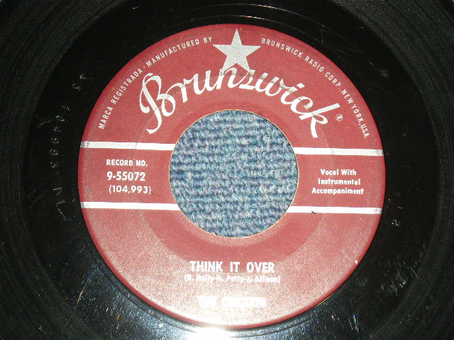 画像1: THE CRICKETS ( BUDDY HOLLY ) -A) THINK IT OVER  B) FOOL'S PARADISE (VG+++/VG+++) / 1958 US AMERICA Original Used 7" Single 