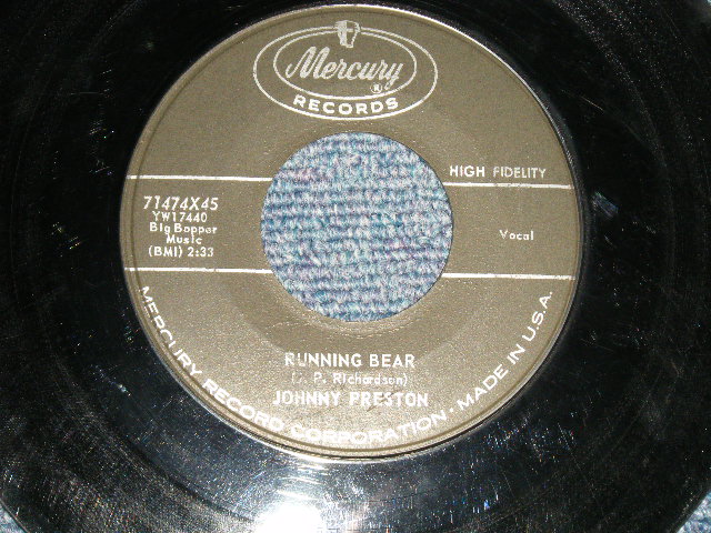 画像1: JOHNNY PRESTON - A) RUNNING BEAR  B) MY HEART KNOWS (Ex/POOR) / 1959 US AMERICA ORIGINAL Used 7" SINGLE  