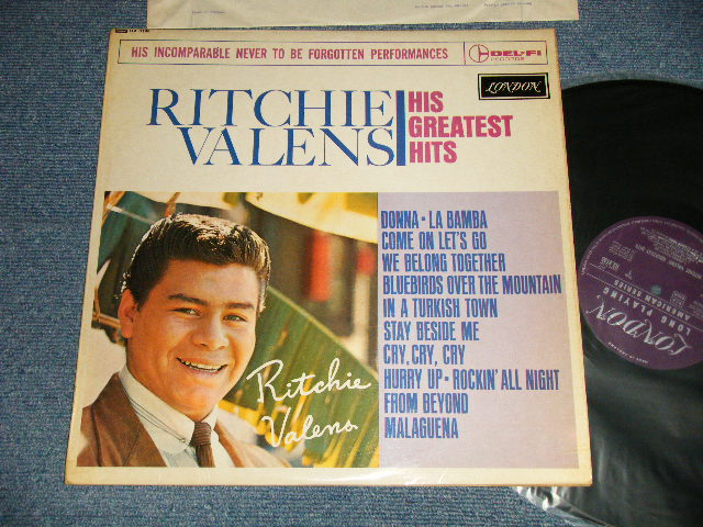 画像1: RITCHIE VALENS - HIS GREATEST HITS (WHITE COLOR COVER)(Ex+++/MINT-) / 1964 UK ENGLAND ORIGINAL "PURPLE Label" MONO Used LP