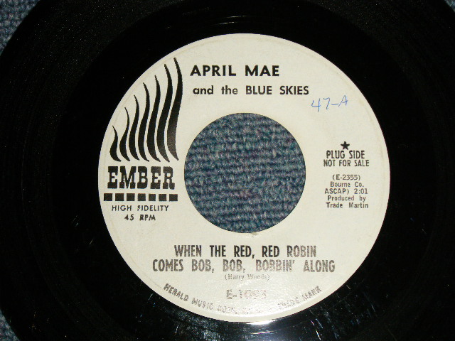 画像1: APRIL MAE and The BLUE SKIES  - A)WHEN THE RED, RED ROBIN COMES BOB, BOBBIN' ALONG  B)YOU WERE BORN TO BE LOVED (Ex+++/Ex+++) / 1963 US AMERICA Original "WHITE LABEL PROMO" Used 7" Single 