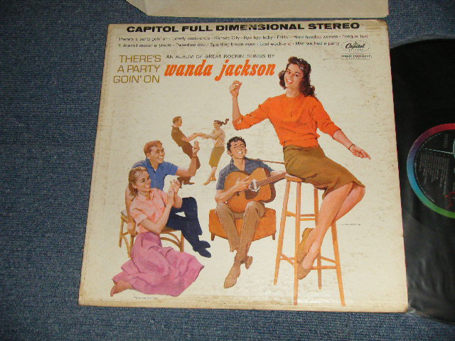 画像1: WANDA JACKSON - THERE'S A PARTY GOIN' ON (Ex/Ex Looks:VG+ TAPESEAM) / 1961 US AMERICA ORIGINAL 1st Press "BLACK with RAINBOW 'CAPITOL' Logo on Left Side Label" Label STEREO Used LP