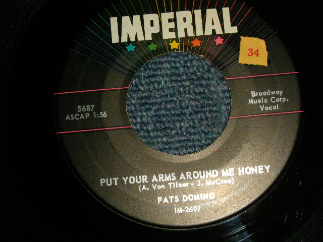 画像1: FATS DOMINO -  A)Put Your Arms Around Me Honey   B)Three Nights A Week (Ex+/Ex+ STOL)  / 1960 US AMERICA ORIGINAL Used 7" Single 