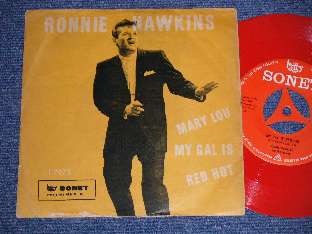 画像1: RONNIE HAWKINS and THE HAWKS -  A)MY GIRL IS RED HOT  B)MARY LOU (Ex++/Ex++)/ 1959 DENMARK ORIGINAL "RED WAX / VINYL" Used 7"SINGLE with PICTURE SLEEVE