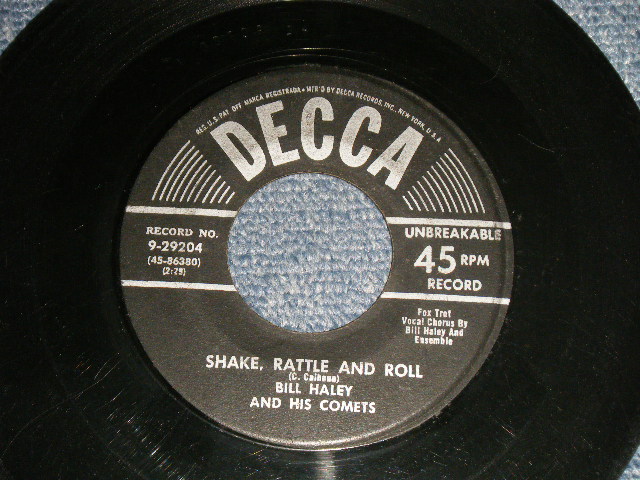 画像1: BILL HALEY & HIS COMETS - A) SHAKE, RATTLE AND ROLL   B) A.B.C. BOOGIE (VG+++/VG+++) / 1954 US AMERICA ORIGINAL Used 7" SINGLE 