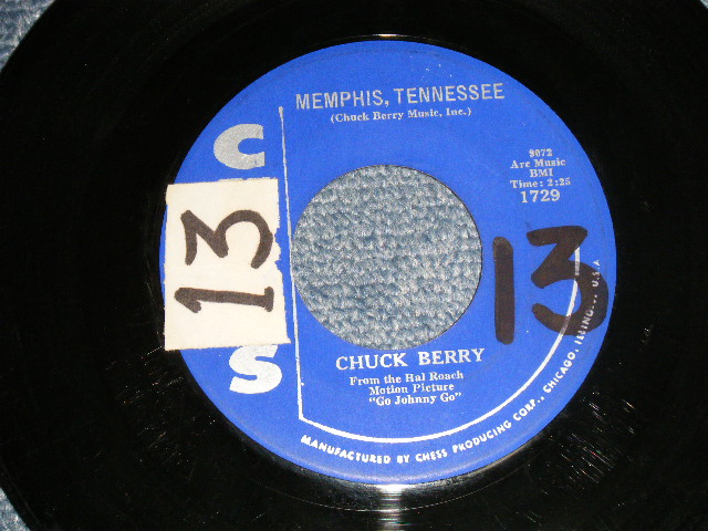 画像1: CHUCK BERRY - A)MEMPHIS,TENNESSEE   B)BACK IN THE USA (VG++/VG++CRACK, STOL, WOL)  / 1959 US AMERICA ORIGINAL Used 7" inch SINGLE 