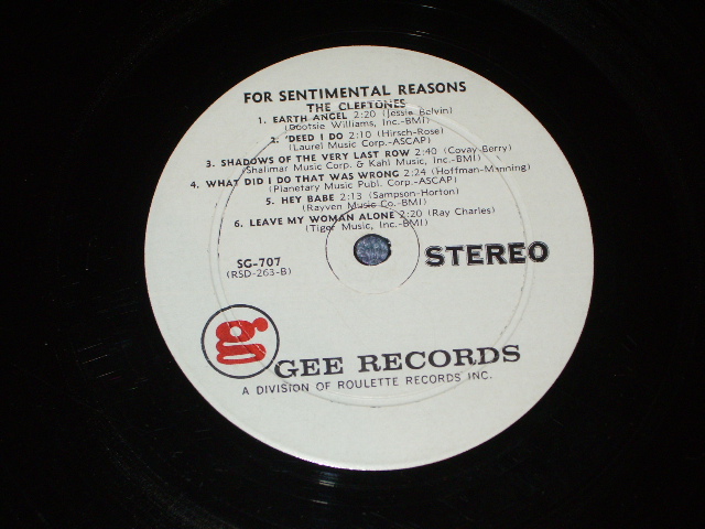 画像: THE CLEFTONES - FOR SENTIMENTAL REASONS / 1961 US AMERICA ORIGINAL Rare! STEREO uSED  LP  