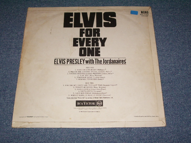 画像: ELVIS PRESLEY - ELVIS FOR EVERY ONE / 1965 UK ORIGINAL "RED SPOT RCA VICTOR " Label MONO LP 