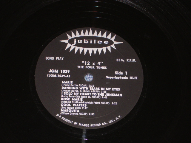 画像: THE FOUR TUNES - 12x4 / 1957 US ORIGINAL Mono LP